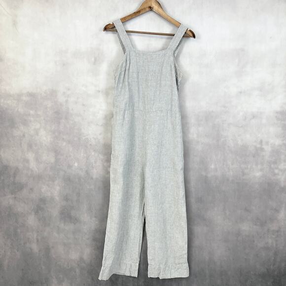 Everlane Pants - Everlane Womens Overalls 2 Blue Striped Linen Wide Leg Minimalist Boho Coastal